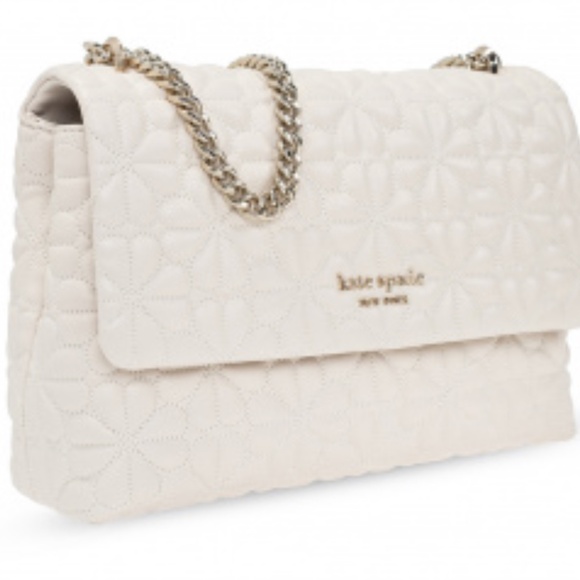 KATE SPADE Bloom Large Quilted Leather Shoulder Bag In Ivory - Picture 5 of 11